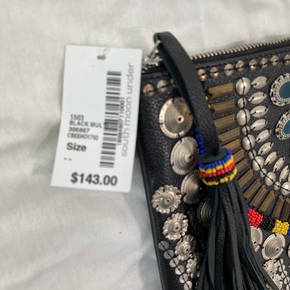 NWT Cleobella Black Leather Embellished Clutch - Picture 5 of 7